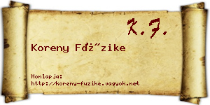 Koreny Füzike névjegykártya